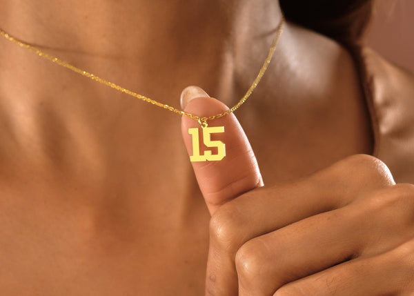 14K Gold Number Necklace , Sport Number Necklace , Lucky Number Necklace , Number Jewelery , Number Pendant ,Football Necklace ,Number Chain