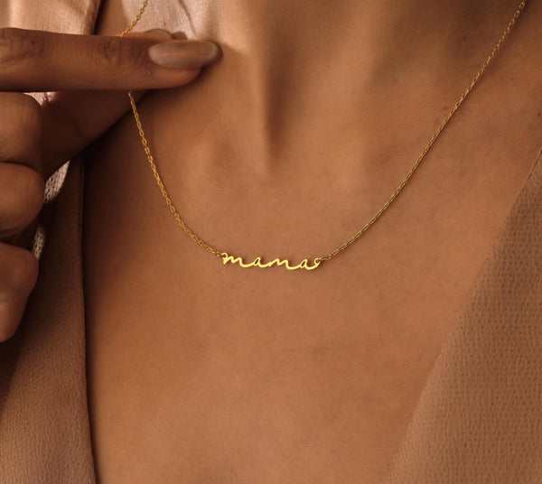 14K Gold Mama Necklace , Custom Name Necklace , Gold Mama Necklace , Necklace for Mother , Gift for Mom , Birthday Gift , Gold Jewelry Gift