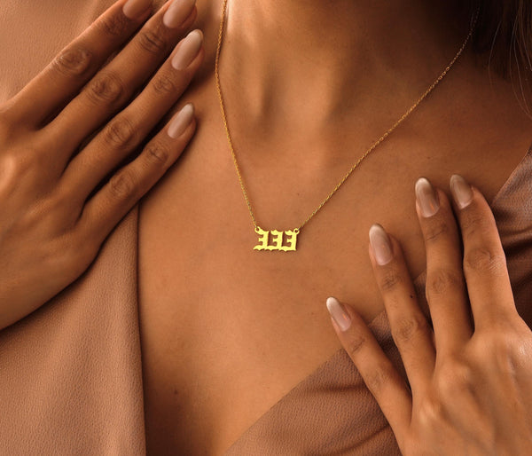 14K Gold Angel Number Necklace , Personalized Number Necklace , Lucky Number Necklace ,Gift for Her ,111,222,333,444,555,666,777,888,999,000