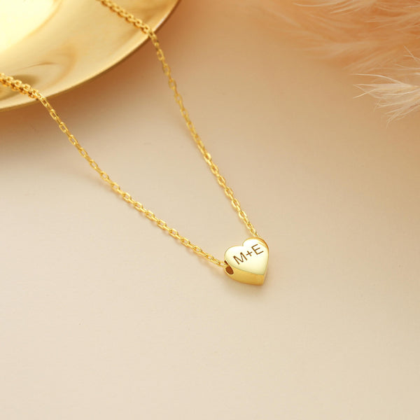 14K Gold Engraved Heart Necklace with Two Initials , Engraved Necklaces , Gold Necklaces , Personalized Necklace,Heart Jewelry ,Gift for Her
