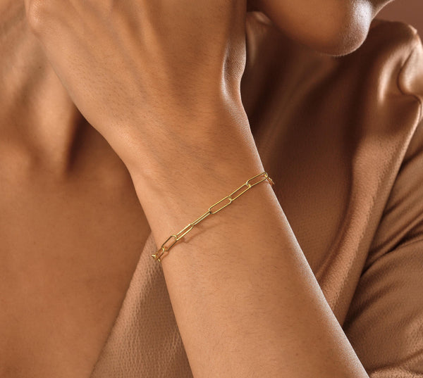 14K Gold Link Chain Bracelet , Paperclip Bracelet , Bracelets for Women , Minimalist Chain Bracelet , Gold Chain Bracelet ,Mother's Bracelet