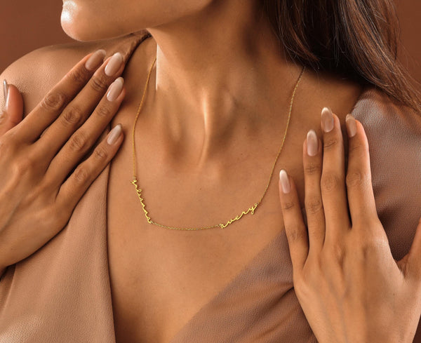 14K Gold Multiple Name Necklace , Two Name Necklace , Custom Family Name Necklace , Family Name Necklace , Name Necklace Gold , Gift for Her