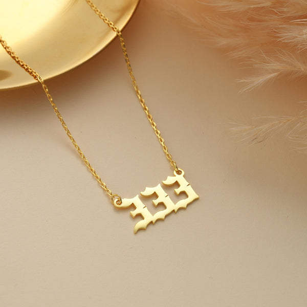 14K Gold Lucky Number Necklace , Angel Number Necklace , Gold Number Necklace , Custom Gold Necklace , Birthday Gift , Necklace for Women's