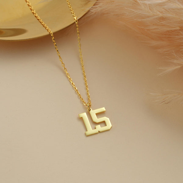 14K Gold Custom Number Necklace , Number Jewelry , Sport Number , Number Pendant Gift for Her , Gift For Kids , Kids Necklace , Number Gifts