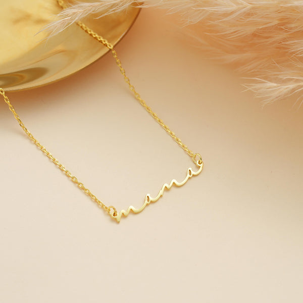 14K Gold Dainty Name Necklace , Mama Nameplate Necklace , Necklace For Mom with Kids Names , Mama Necklace , Gift For Mom From Daughter Gift