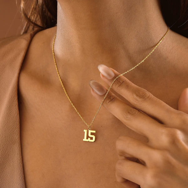 14K Gold Sport Number Necklace , Lucky Number Necklace , Sport Numbers Pendant , Necklace for Kids , Gift for Boys , Gift for Her , Necklace