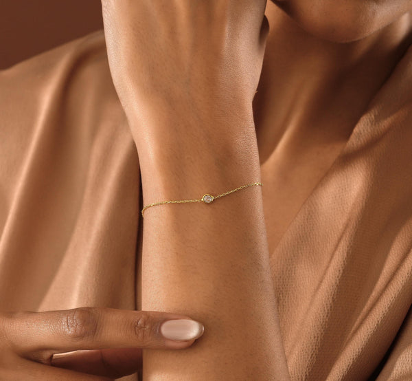 14K Gold Diamond Bridesmaid Bracelets , Wedding Jewelry Gift for Her , Bridal Jewelry , Gold Chain Bracelet with Diamonds , Diamond Stations