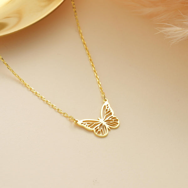 14K Gold Dainty Butterfly Necklace , Layered Gold Necklace , Everyday Necklace for Women , Gift for Her , Christmas Gift , Gold Jewelry Gift