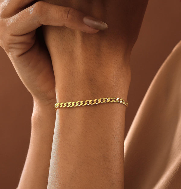 14K Gold Cuban Link Bracelet , Curb Chain Bracelet , Unisex Chain Bracelet , Gift for Women , Bracelet for Men , Jewelry Gift,Christmas Gift