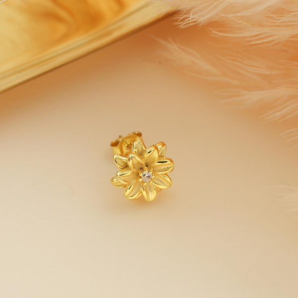 14K Gold Birth Flower Earring , Dainty Flower Earring , Birthstone Earrings , Gold Stud Earrings for Women , Gifts for Her , Christmas Gifts