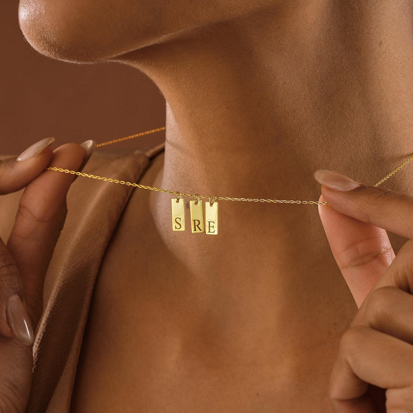 14K Gold  Personalized Bar Tag Necklace , Custom Name Necklace , Mini Tag Necklace , Gold Jewelry Gift , Personalized Jewelry , Custom Gifts