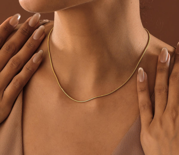 14K Gold Dainty Snake Chain Necklace , Round Snake Chain , Gold Chain Necklace , Everyday Chain Necklace , Chain for Women , Christmas Gifts