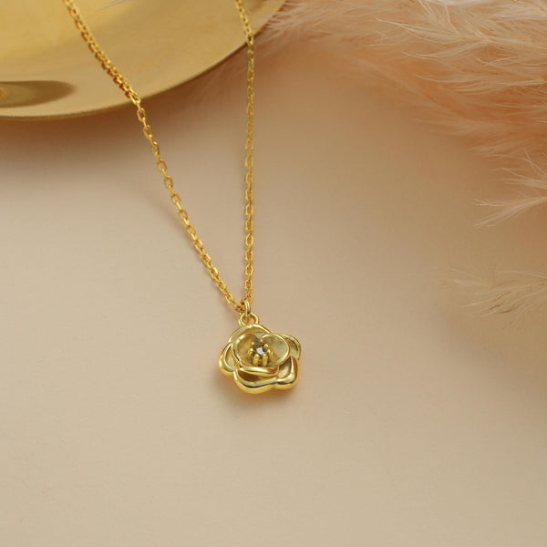 14K Gold Dainty Birth Flower Necklace , Birth Flower with Birth Stone Necklace , Personalized Jewelry , Birthstone Necklace , Christmas Gift