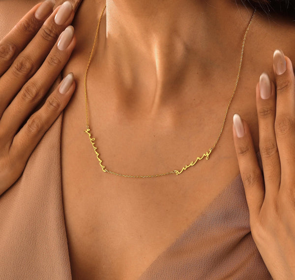 14K Gold Personalized Multiple Name Necklace , Two Name Necklace , Kids Name Necklace , Custom Name Necklace , Gold Name Necklace , Jewelry