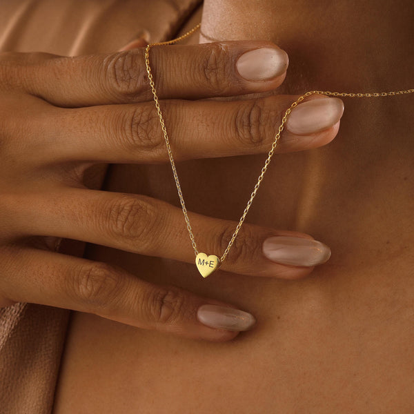 14K Gold Love Heart Initial Necklaces for Women , Valentine's Day Gift , 3D Heart Necklace , Minimalist Necklace , Layered Necklaces Gifts