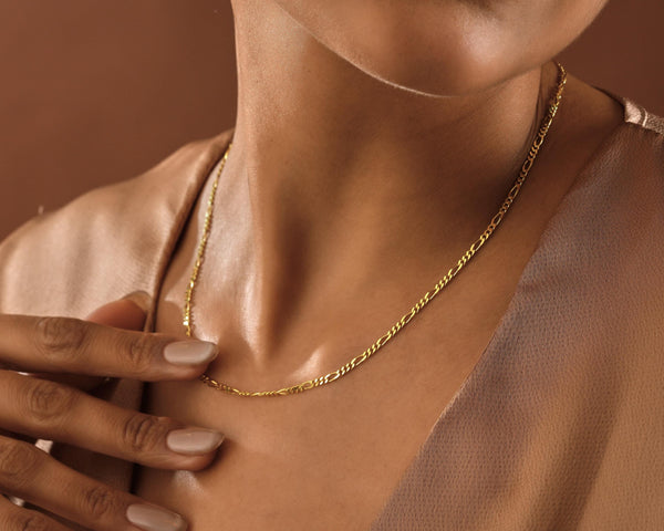 14K Gold Figaro Chain Necklace for Women, Mother's Day Gift, Gold Chain Jewelry, Figaro Chain Necklace, Dainty Gold Necklace, Gift for Her