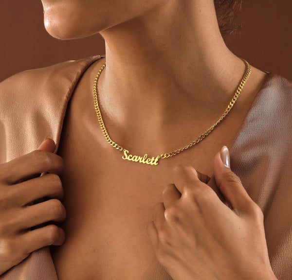 14K Gold Custom Name Necklace with Cuban Link Chain , Curb Chain Necklace , Mother's Day Gift , Necklaces for Mom ,Personalized Jewelry Gift